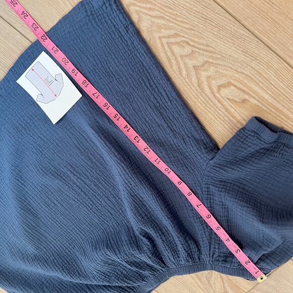 Jules & Leopold Blue Elastic Puff Sleeve Cropped Top Cute & Comfy 100% cotton 1X - Picture 8 of 10